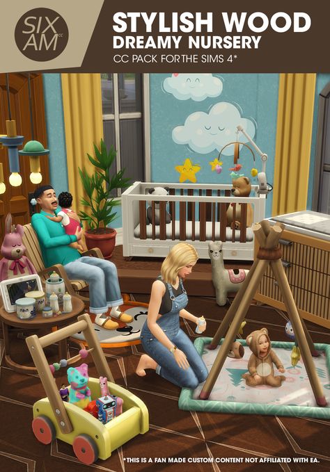 Stylish Wood Dreamy Nursery (CC Pack for The Sims 4) Overview | Patreon Sixam Cc, The Sims 4 Kids, The Sims 4 Pack, The Sims 4 Bebes, Los Sims 4 Mods, Lotes The Sims 4, Dreamy Nursery, Muebles Sims 4 Cc, Baby Bottle Warmer