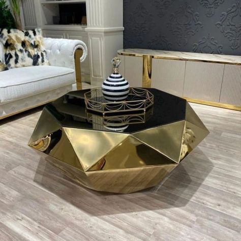 Diamond Center Table Design - Golden PVD Coating with Lifetime Warranty | Stainless Steel Frame 304 Grade Center Table Design, Pvd Coating, Table Designs, Stainless Steel Frame, Center Table, Table Design, Steel Frame, Stainless Steel, Frame