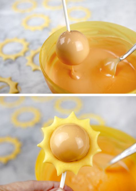 You Are My Sunshine Cake Pops, Sun Gender Reveal, Solar Eclipse Cake Pops, Eclipse Cake Pops, Here Comes The Sun Cake Pops, Sunshine Theme Food, Sun Theme Desserts, Sun Themed Snacks, Sunshine Themed First Birthday