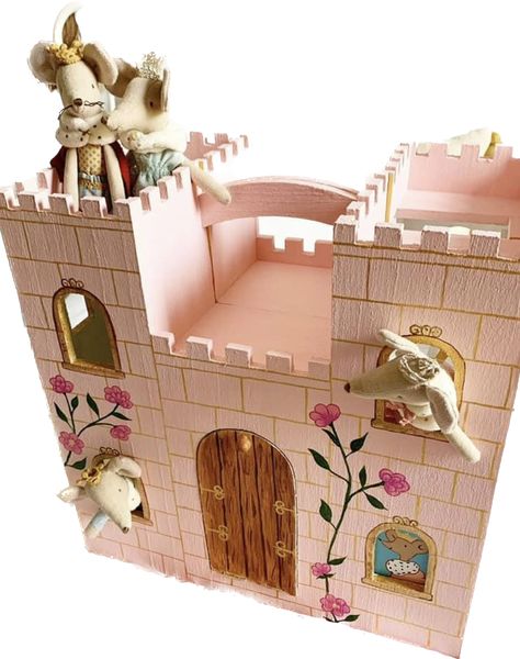 Wood Castle Dollhouse, Painted Wooden Castle, Diy Castle Dollhouse, Michaels Wooden Castle, Michaels Castle Dollhouse, Wooden Castle Dollhouse, Maileg Castle, Dollhouse Castle, Maileg House