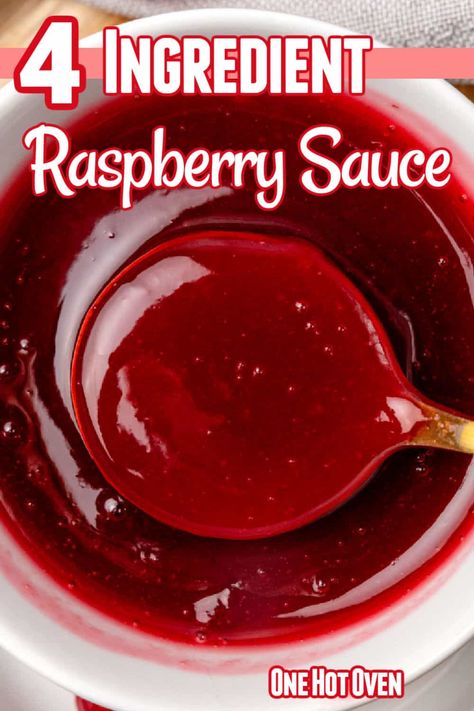 This easy raspberry sauce is incredibly versatile and quick to make! With just 4 ingredients and 10 minutes, you'll have a topping that's perfect for anything. Whether you use fresh or frozen raspberries, this recipe adds vibrant flavor to desserts, treats, breakfasts, and more! Raspberry Drizzle Sauce, Raspberry Puree Recipe Desserts, Raspberry Syrup Recipe, Raspberry Dipping Sauce, Soul Rolls, Raspberry Dip, Cheesecake Yogurt, Ice Cream Cheesecake, Coulis Recipe