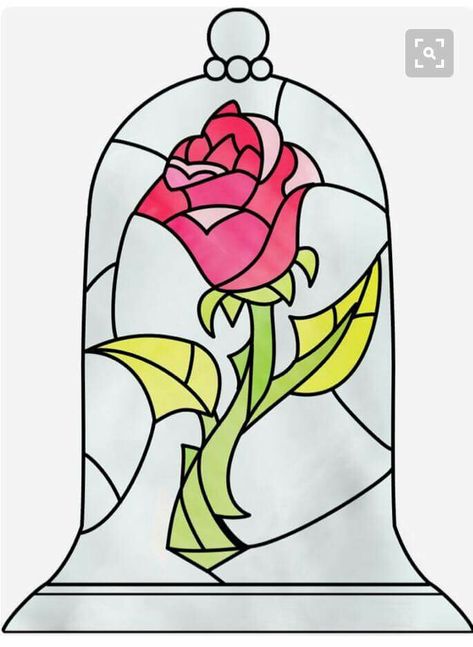 Disney Stained Glass, Deco Disney, Beauty And The Beast Rose, Stained Glass Rose, Beauty And The Beast Party, Posca Art, Disney Tattoo, Rose Drawing, Diy Tattoo