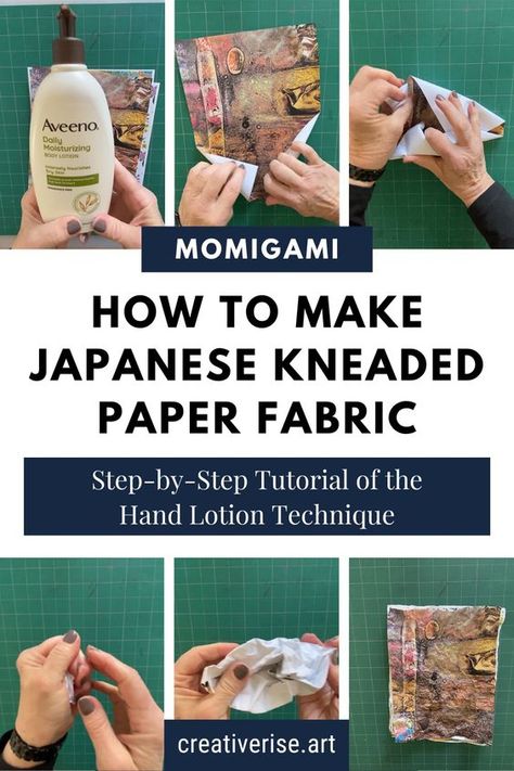 How to make Japanese Kneaded Momigami paper fabric. This short and quick tutorial is done with the hand lotion technique. Create fun and usable paper fabric for your next creative project. How To Turn Paper Into Fabric, Paper Fabric How To Make, Printer Paper Origami, Paper Yarn Projects, Momigami Tutorial, Momigami Projects, Japanese Paper Crafts, Momigami Paper Art, Momigami Paper