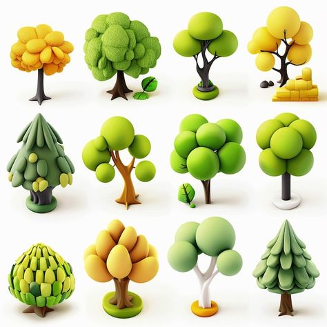 Photo trees 3d tree icons colorful real ... | Premium Photo #Freepik #photo Tree Icons, Blender Art, Icons Colorful, Stylized Tree, Book Editorial Design, About Trees, 3d Ideas, Low Poly Games, 3d Environment