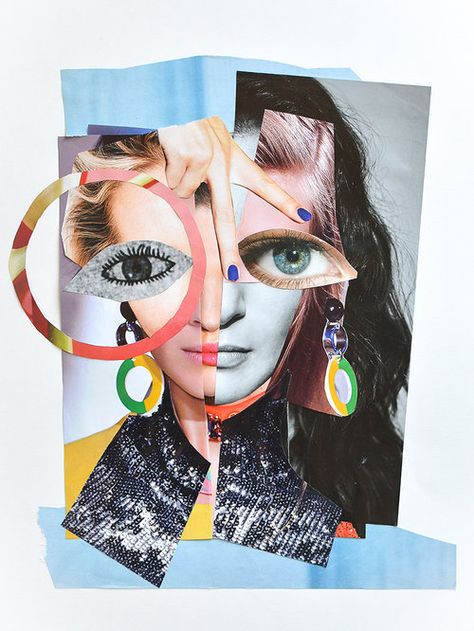 Collages — VEERLE SYMOENS Pastiche Art, Word Collage Art, Kollage Konst, Women Collage, Collage Magazine, Woman Eyes, Surrealism Abstract, Face Collage, Pop Art Collage