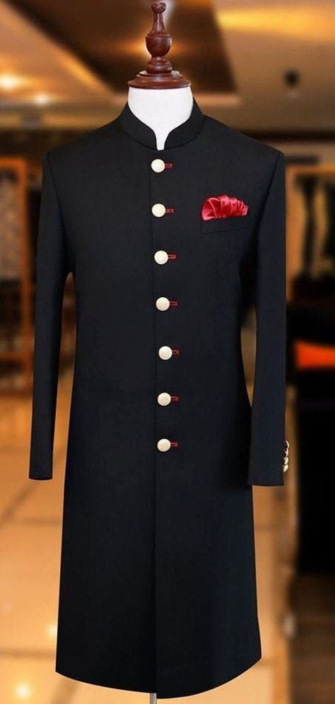 Sherwani Black, Achkan For Men, Black Sherwani, Suit For Men Wedding, Wedding Dinner Party, Sherwani For Men Wedding, The Perfect Man, Indian Wedding Gowns, Mens Top