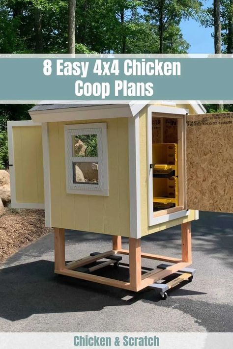 8 Easy 4x4 Chicken Coop Plans to DIY Over the Weekend 4x4 Chicken Coop, Easy Diy Chicken Coop Plans, Chicken House Diy, Pallet Backyard, Simple Chicken Coop Plans, Coop Layout, Modern Chicken Coop, Chicken Coop Building Plans, Chicken Coop Designs Diy