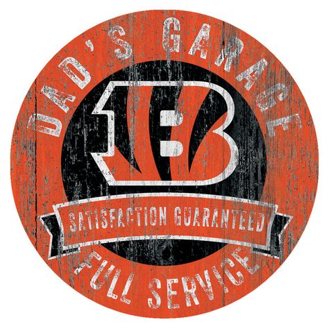 Cincinnati Bengals 12" x 12" Dad's Garage Sign Cincinnati Bengals Door Hanger, Cnc Bengals Design, Bengals Man Cave Ideas, Cincinnati Bengals Man Cave, Bengals Cheerleaders, Vintage Cincinnati Bengals, Seattle Sounders Fc, Nfc East, Garage Signs