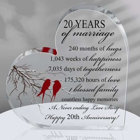 1th, 20th, 30th, 40th and 50th Marriage Gifts Wedding Anniversary Crystal Heart Marriage Keepsake Decoration Gifts for Couple Women Man Mom Dad Parents Him Her Husband Wife Wedding Supplies(20th) Wedding Anniversary Years, Happy 50th Anniversary, Marriage Gift, Wedding Anniversary Decorations, Golden Wedding Anniversary, Marriage Gifts, Gift Wedding Anniversary, Anniversary Decorations, Cadeau Couple