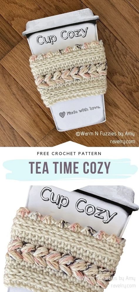 Coffee Sleeve Pattern, Mug Cozies, Coffee Cozy Pattern, Cup Cozy Crochet Pattern, Diy Crochet Gifts, Cup Cozy Pattern, Crochet Mug Cozy, Crochet Coffee Cozy, Crochet Cup Cozy