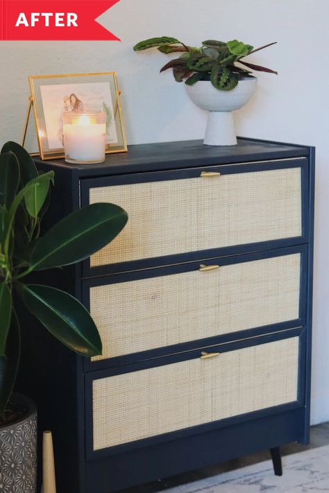 IKEA RAST hack Flip with Cane Webbing - Before and After Photos | Apartment Therapy Washed Furniture, Ikea Rast Dresser, Dresser Flips, Ikea Rast Hack, Cane Webbing, Ikea Dresser, Furniture Flip, Furniture Flips, Refinished Furniture