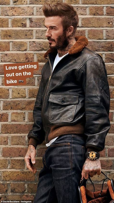 David Beckham Outfit, Celebrity Style Men, David Beckham Style, Leather Jacket Outfit Men, Women Leather Jacket, Stylish Leather Jacket, Dressing Tips, Leather Jacket Men Style, Collection Ideas