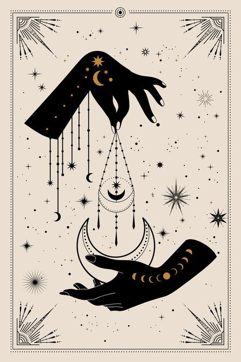 Entryway Wallpaper, Witch Wall Decor, Witchcraft Design, Witchy Wall Decor, Sun And Moon Print, Celestial Decor, Fantasy Wall Art, Witchy Wallpaper, Celestial Art