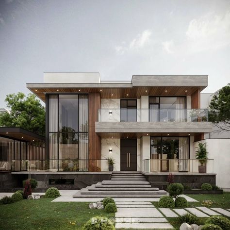 Villa Facade Design, Luxury House Floor Plans, Big Modern Houses, Home Designs Exterior, Modern House Floor Plans, Bangunan Minecraft, Contemporary House Exterior, Classic House Exterior, Modern Villa Design