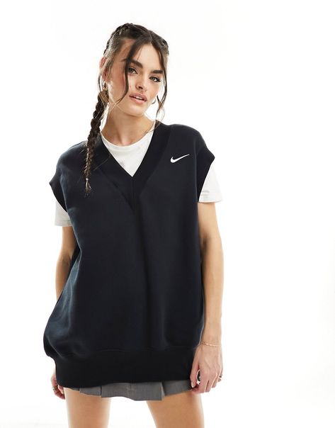 Hoodies & Sweatshirts by Nike Act casual V-neck Sleeveless style Nike embroidery to chest Regular fit Sweatshirt Vest Outfit, Nike Sleeveless, Nike Embroidery, Nike Vest, Plus Size Skirts, Leather Dresses, Women Hoodies Sweatshirts, Maxi Dress Trend, Petite Maternity