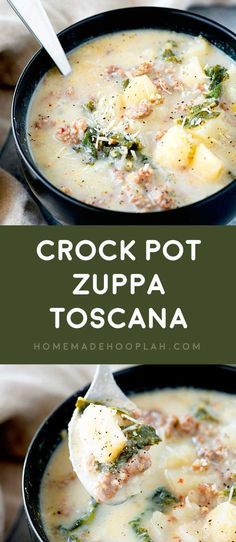 Crockpot Zuppa Toscana, Zuppa Toscana Soup Olive Garden, Kale Soup Recipes, Toscana Recipe, Olive Garden Copycat, Zuppa Toscana Soup, Tuscan Soup, Toscana Soup, Vegetarian Crockpot Recipes