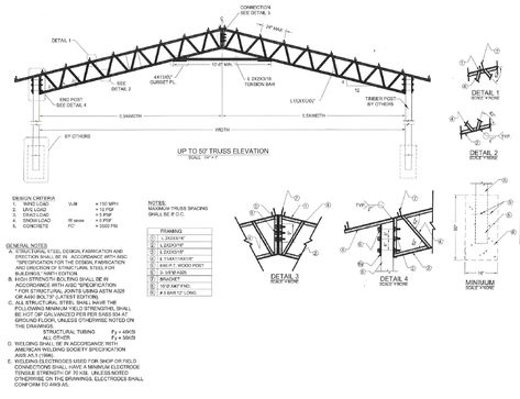 Truss Architect Drawing Steel Roof Detail, Truss Design Architecture, Steel Truss Detail Drawing, Steel Truss Design, Roof Detail Architecture, Pole Barn Trusses, Truss Detail, Structural Architecture, Metal Roof Construction