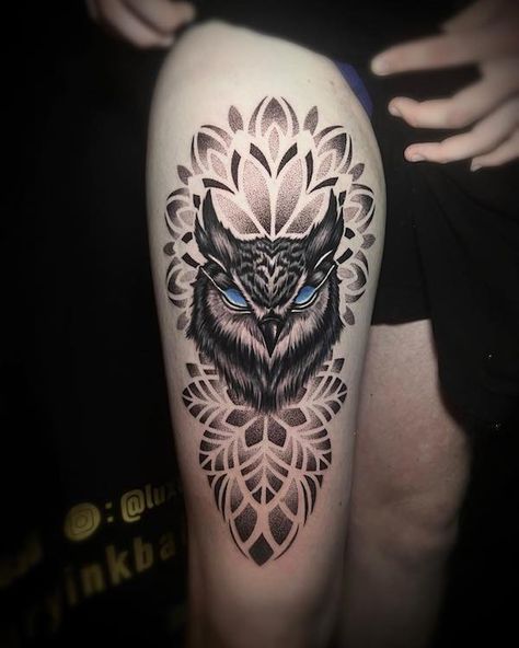 Clockwork Tattoo, Owl Thigh Tattoos, Owl Skull Tattoos, Baby Owl Tattoos, Tattoo On Ribs, Mens Owl Tattoo, Traditional Owl Tattoos, Owl Tattoo Small, Owl Mandala