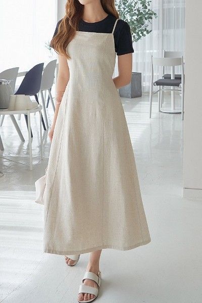 Korean Fashion Long Dress, Cotan Dress Idea, Korean Dress Casual Summer, Korean Dresses Casual, Korean Fashion Dress Casual Outfit Women, Korean Dress Outfit Casual, Korean Dress Ideas, Korean Dress Style, Korean Dress Outfit