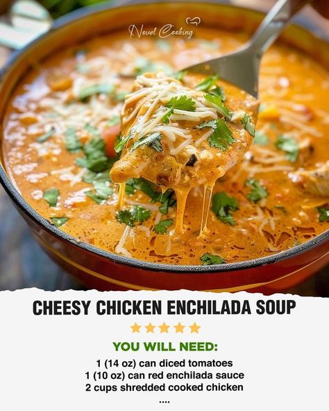 Cheesy Enchilada Soup, Enchiladas Soup, Cheesy Chicken Enchilada Soup, Chicken Cheese Enchiladas, Chicken Chowder, Cheesy Enchiladas, Soup Creamy, Cheesy Chicken Enchiladas, Cheese Enchiladas