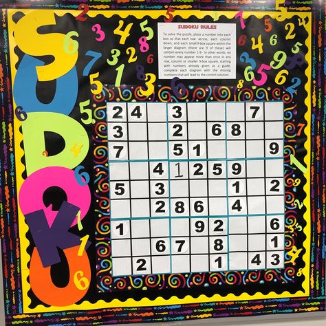 Sudoku Bulletin Board, High School Math Bulletin Board Ideas, Math Project Ideas High Schools, Math Classroom Decorations, Bulletin Board Ideas, Math Projects, High School Math, Classroom Design, Math Class