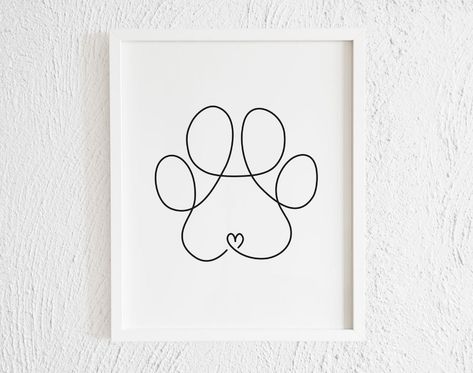 Minimalist Dog Paw Drawing Doodle Wall Art Print. Printable | Etsy Doodle Wall Art, Dog Paw Drawing, Paw Illustration, Tatoo Dog, Corner Living Room, Paw Drawing, Doodle Wall, Dog Line Art, Pet Corner