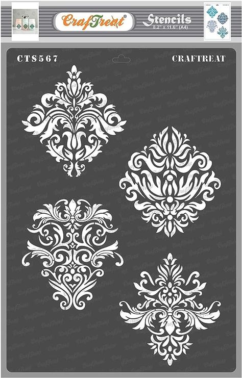 Stencil Wall, Craft Stencils, Damask Stencil, Laser Cut Stencils, Stencil Fabric, Stencils For Painting, Mandala Stencils, Paper Fabric, Stencil Crafts