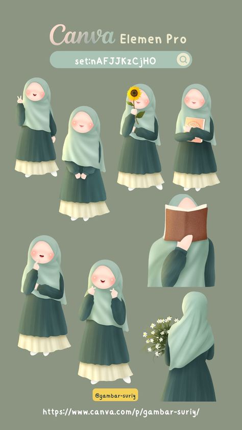 Keyword Elements Canva, Illustration Art Kids, Desain Buklet, Canvas Learning, Islamic Cartoon, Anime Muslim, Muslim Kids, Hijab Cartoon, Canvas Drawings