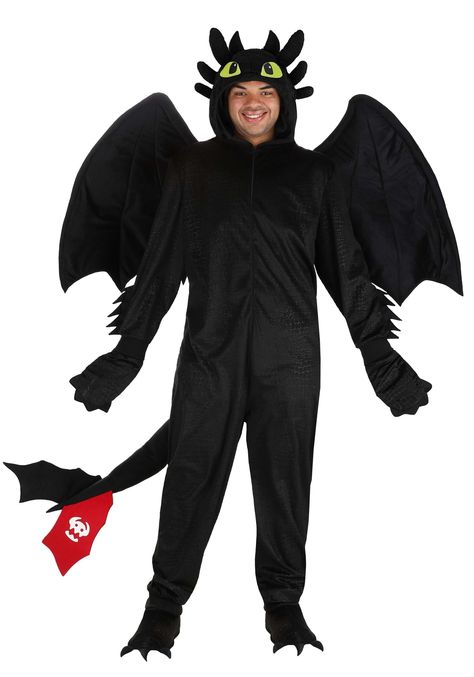 PRICES MAY VARY. Size: 3X MYSTICAL TRANSFORMATION: Immerse yourself in the fantastical realm of dragons and Vikings with this deluxe plus-size Toothless Dragon Costume. Dive into the magic of "How to Train Your Dragon" as you embody the iconic Night Fury, Toothless, with intricate details that capture his essence. Stand out at any event with this meticulously designed cosplay outfit that will have you feeling like a true dragon trainer. PLAYFUL SWAG TAIL: Make heads turn with the playful sway of Httyd Night Fury, Movie Character Halloween Costumes, Toothless Costume, Movie Character Halloween, Dragon Toothless, Character Halloween Costumes, Velour Jumpsuit, Toothless Dragon, Dragon Series