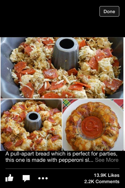 Pull Apart Recipes, Bundt Pan Recipes, Pull Apart Pizza, Pull Apart Bread, Bundt Pan, Football Food, Pizza Bread, Pull Apart, Homemade Pizza