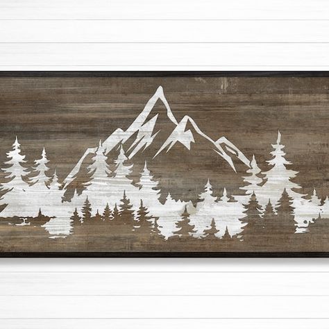 Metal Mountain Wall Art, Mountain Farmhouse Decor, Mountain Decorating Ideas, Mountain Home Decor, Mountains Tattoo, Mountain Wood Art, Cabin Wall Art, Cabin Wall Decor, Mountain Wall Decor