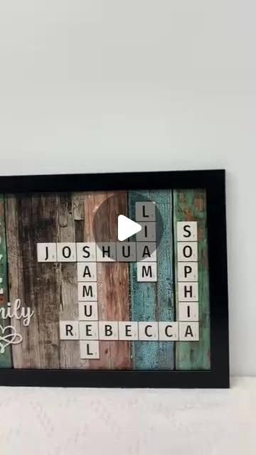 Felicity on Instagram: "Every name, a piece of our story 🧩
Together, we make a beautiful family tapestry ❤️
Celebrate your loved ones with custom family crossword art 🖼️
Create yours today and treasure it forever 🛒" Scrabble Family Names, Family Tapestry, Scrabble Art, Family Names, Barnwood, Our Story, Beautiful Family, Art Diy, Create Yourself