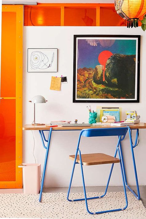 Nora Wooden Desk, sale $199.99 + 30% off Eclectic Desk, Urban Outfitters Home, Cool Office Space, Desks For Small Spaces, Bedroom Desk, Apartment Decor Inspiration, Wooden Desk, Desk Design, Apartment Inspiration