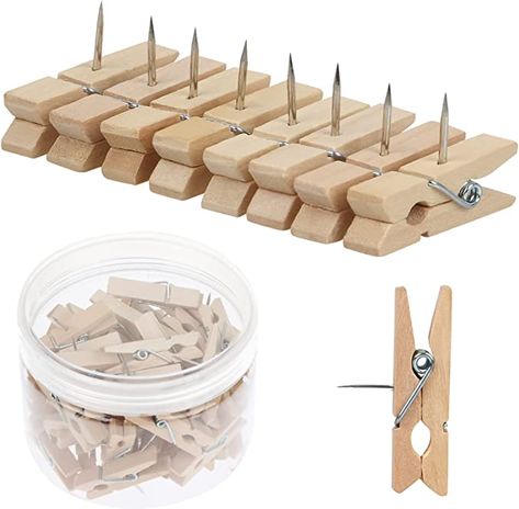 Amazon.com: 50 PCS Push Pin with Wooden Clips, Durable Wooden Push Pins, Decorative Pushpins Tacks Thumbtacks, Tacks for Cork Board Artworks Notes Photos, Craft Projects, Offices and Homes (Burlywood) : Office Products Cork Board Art, Photo Cork Board, Bulletin Board Accessories, Decorative Push Pins, Mailbox Accessories, Ticket Stub, Transparent Box, Desk Drawer, Decoration Photo