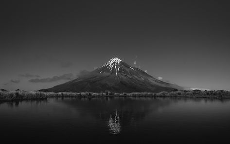 Mount Fuji #landscape #snow #reflection #monochrome #mountains #nature #water #2K #wallpaper #hdwallpaper #desktop Mont Fuji, Photography Genres, Wilderness Camping, Mountain Wallpaper, Black And White Landscape, Photography Words, Photography 101, Take Better Photos, Black And White Wallpaper