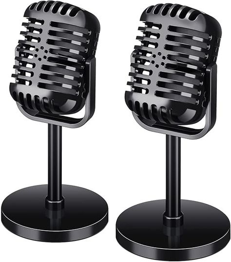 Amazon.com: Chivao 2 Pack Retro Microphone Props Model Vintage Microphone Stage Table Decor Plastic Fake Microphone Antique Microphone Decor Stand Microphone Costume Prop for Party Toy (Black, Classic) : Home & Kitchen Fake Microphone, Retro Microphone, Art Deco Party, Christmas Stage, Decor Stand, Classic Home, Party Toys, Vintage Microphone, Table Decor