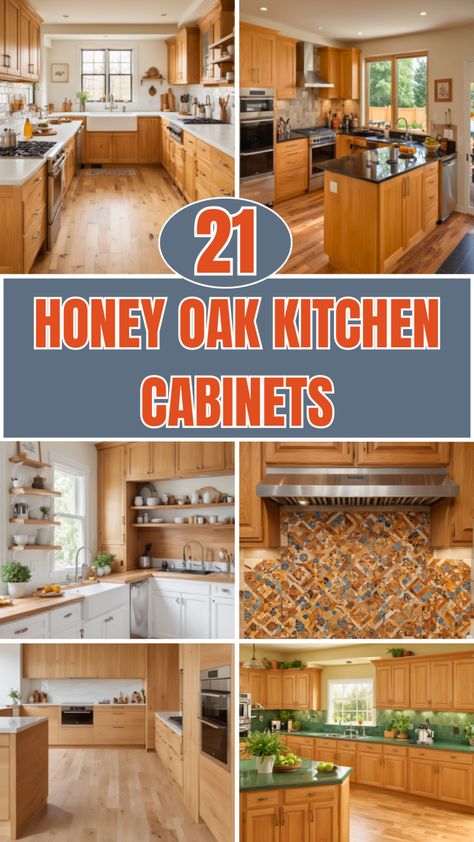 21 Honey Oak Kitchen Cabinets – Your Motor Geek Oak Uppers Painted Lowers, Counter Tops For Honey Oak Cabinets, Wood Oak Cabinets Kitchen, Cozy Oak Kitchen, Kitchen Countertops With Honey Oak Cabinets, Kitchen Design With Honey Oak Cabinets, Honey Colored Kitchen Cabinets, Kitchen Decor With Oak Cabinets, Oak Colored Kitchen Cabinets