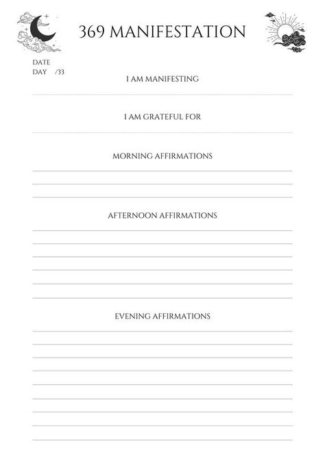 369 Manifestation Method | Manifestation Journal | Law Of Attraction | Printable Template 369 Manifestation Method, Bullet Journal Contents, 369 Manifestation, Law Of Attraction Planner, Spiritual Journals, Spiritual Manifestation, Manifestation Journal, Journal Template, Manifestation Affirmations