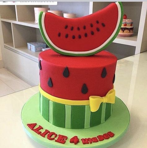 Watermelon Cake Ideas, Amazing Cake Designs, Themed Cake Ideas, Watermelon Cake Recipe, Watermelon Cake Birthday, Fall Leaf Cake, Blowing Candles, Fruit Cake Design, Cartoon Birthday Cake