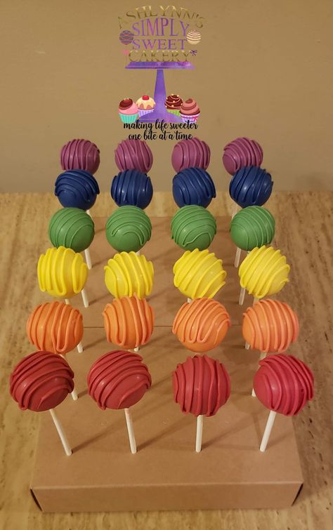 Rainbow Friends Cake Pops, Inside Out Cake Pops, Hey Bear Cake Pops, Pride Cake Pops, Teletubbies Party Decoration, Fruit Cake Pops, Colorful Cake Pops, Cocomelon Party Treats, Cocomelon Cake Pops