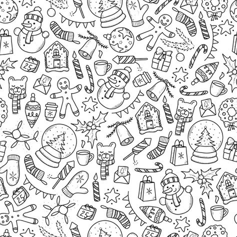 Christmas Gifts Drawing, Christmas Gift Drawing, Gifts Drawing, Christmas Doodle, Winter Drawings, Diy Paintings, Christmas Graphic Design, Christmas Seamless Pattern, Winter Holiday Decorations