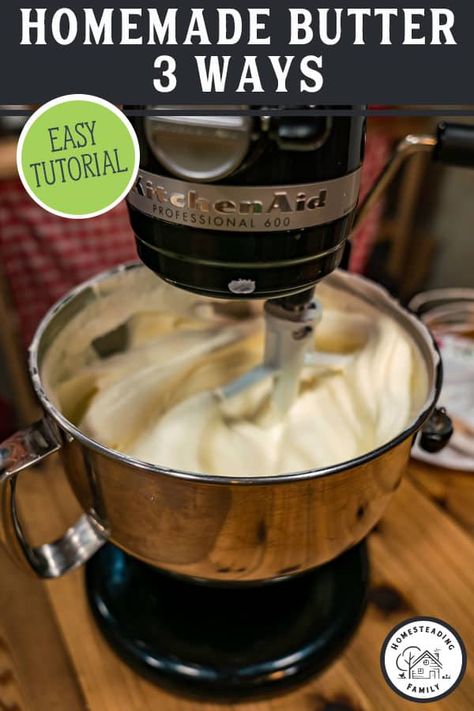 How To Churn Butter, Easy Homemade Butter, Make Butter At Home, Butter Recipes Homemade, Diy Butter, Butter At Home, Kitchen Aid Recipes, Make Butter, Butter Churn