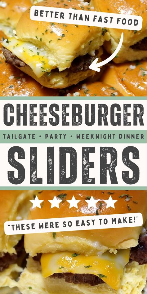 Easy Cheeseburger Sliders Recipe for a Crowd using Ground Beef Easy Burger Sliders, Mini Hamburger Sliders, Sliders Recipes Hamburger, Best Sliders, Easy Cheeseburger Sliders, Ground Beef Sliders, Burger Sliders Recipes, Sliders Recipes Beef, Sliders Recipes Hawaiian Rolls