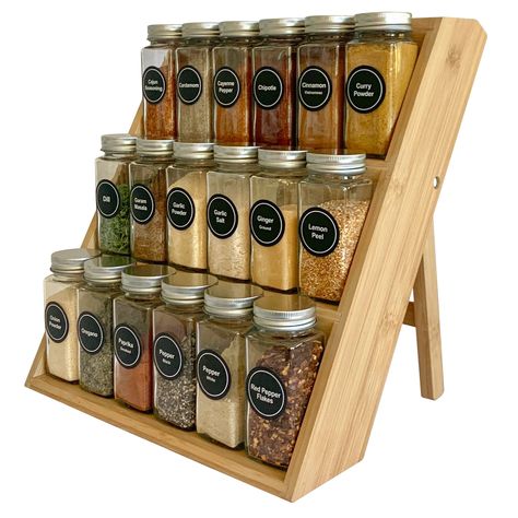 PRICES MAY VARY. 【NO ASSEMBLY NEEDED】This countertop spice rack and organizer requires no assembly. At Pacific Moon Tree, we aim to provide you with the maximum level of comfort when using our products. So, you can now enjoy and start decluttering your messy spice jars 【SAVES KITCHEN SPACE】The 3-tier wooden spice racks free standing helps you to neatly organize the spice jars that take up a lot of room in your drawers, cupboards, and cabinets. It also enables you to display your spice collection Bamboo Spice Rack, Countertop Spice Rack, Start Decluttering, Jar Saving, Jar Display, Wooden Spice Rack, Moon Tree, Spice Shelf, Bamboo Shelf