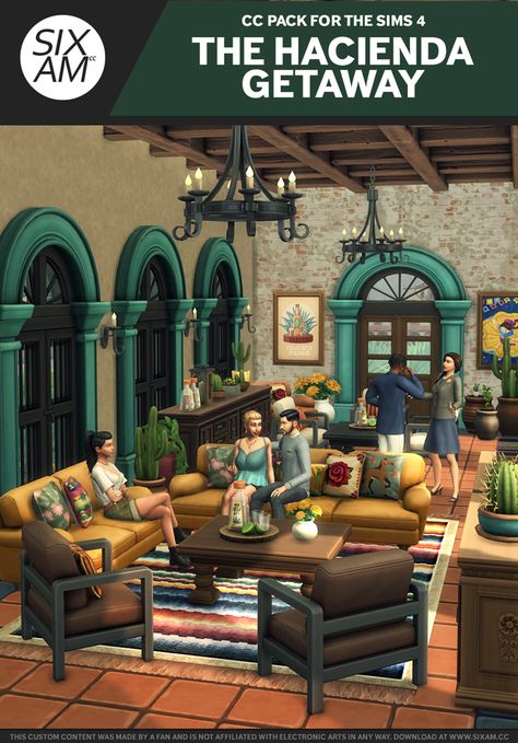 Sixam Cc, Luxurious Mansion, The Hacienda, Paloma Cocktail, Rustic Painting, Muebles Sims 4 Cc, Cabo Mexico, Sims 4 Cc Packs, Rustic Coffee Tables