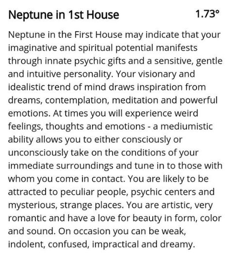 Neptune In First House, Neptune In The 1st House, Neptune In 1st House, Neptune 1st House, 1st House Astrology, Aries Sun Scorpio Moon, Astro Houses, Neptune Astrology, Zodiac Notes