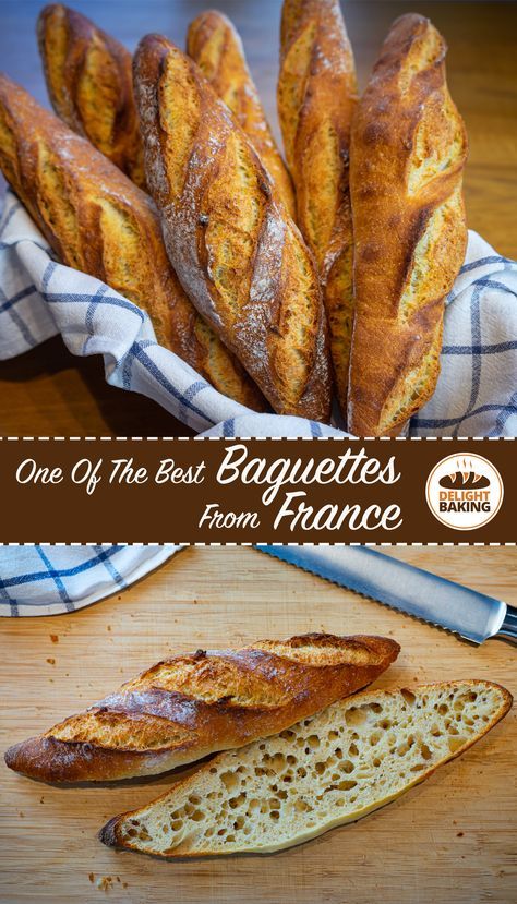 Best Baguette Recipe, Poolish Bread Recipes, French Baguette Recipe, Baguette Recipe, French Recipe, French Baking, French Bread Recipe, Baguette Bread, Homemade Bread Recipes Easy