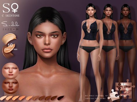 The Sims Resource - Sunny female skintones 0623 by S-Club Sims 4 Cc Body Shading, Sims 4 Cc Skin Female, Sims 4 Cc Skin Tones, Sims 4 Skintones, Mod For Sims 4, Sims Skins, Ts4 Skin, Sims 4 Curly Hair, Cc Skin