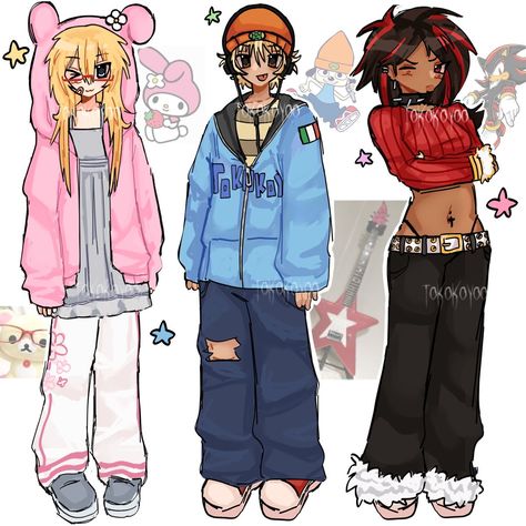 Clothing Accessories Drawing, Cute Art Styles Outfit, How To Draw Y2k Clothes, Y2k Drawing Outfits, Grunge Outfit Drawing, Proshipper Art Style, Y2k Outfits Drawing, Grunge Oc Art, Tumblr Art Style