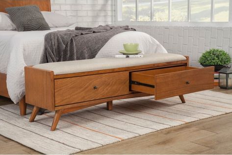 53 End-of-Bed Benches with Multipurpose Appeal Mid Century Bench, Storage Bench Bedroom, Apartment Storage, Bench With Drawers, Wood Storage Bench, End Of Bed Bench, Dekorasi Kamar Tidur, Upholstered Storage Bench, Bed Bench